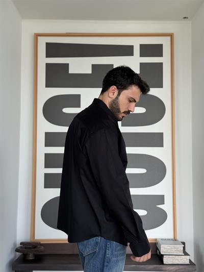 Denver Oversize Poplin Siyah Gömlek