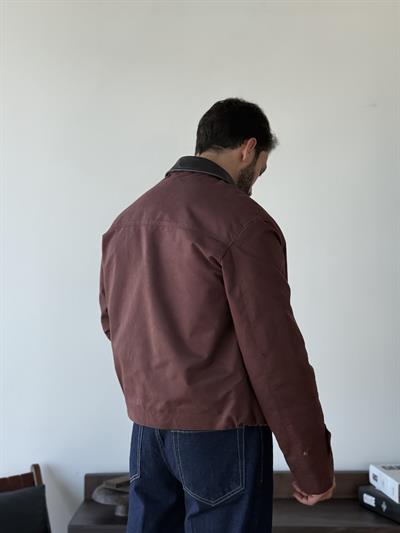 Devrice Deri Yaka Bordo Ceket