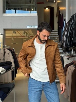 Due Taba Fermuarlı Süet Ceket