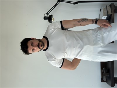 Edge Ribana  Crop Beyaz Penye Tişört