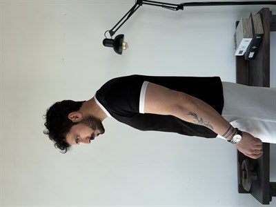 Edge Ribana Crop Siyah Penye Tişört