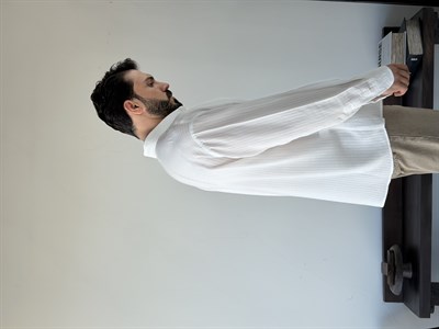 Edoras Oversize Desenli Tensel Beyaz Gömlek