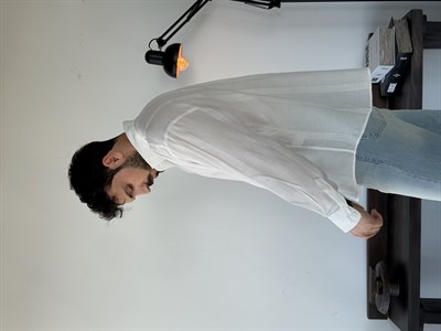 Elfa Pres Nakışlı Oversize Beyaz Gömlek