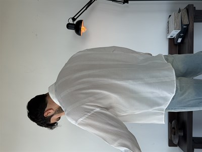 Elfa Pres Nakışlı Oversize Beyaz Gömlek