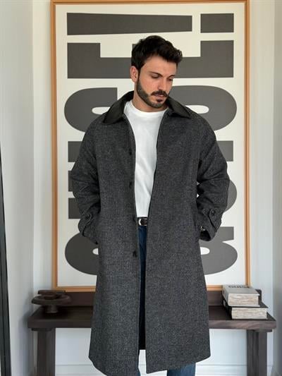 Elitles Yün Karışımlı Siyah Kaban