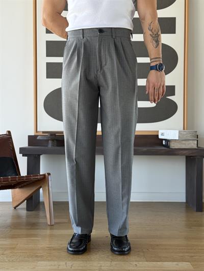 Eris Çizgili Gri Baggy Pantolon