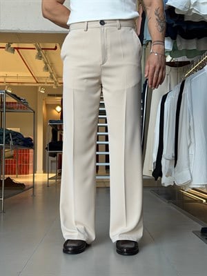 Flare Twill Bej Pantolon