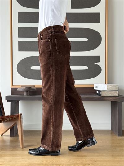 Flok Dokulu Kahve Baggy Pantolon