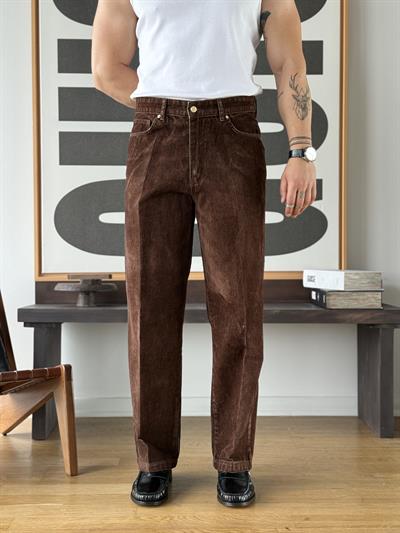 Flok Dokulu Kahve Baggy Pantolon