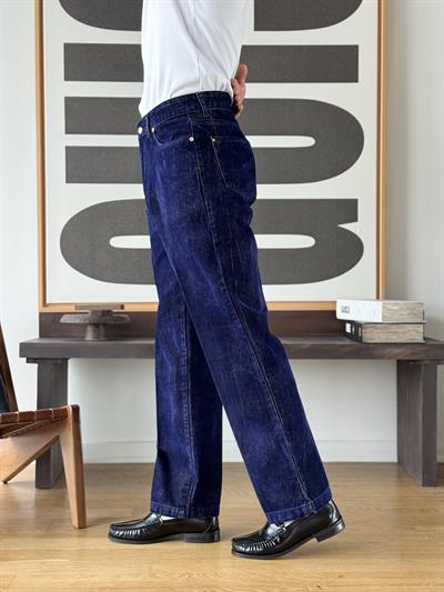 Flok Dokulu Lacivert Baggy Pantolon
