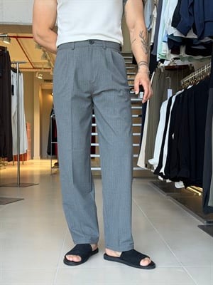 Jaguar Çizgili Gri Baggy Pantolon