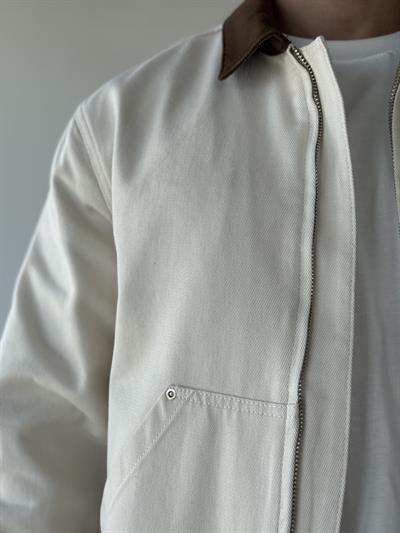 Jeanova Krem Denim Ceket/Mont