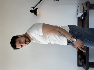 Knit Modal Henley Beyaz Tişört
