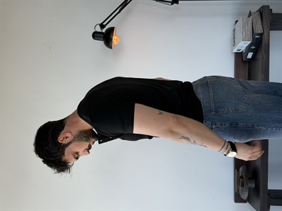 Knit Modal Henley Siyah Tişört