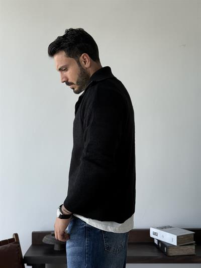 Dracula Siyah Half Zip Triko