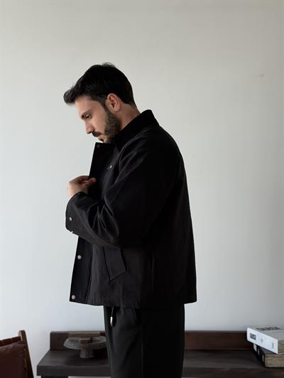 Leva Siyah Half Trençkot