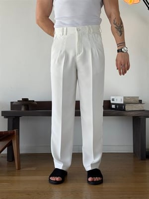 Linda Double Beyaz Baggy Pantolon
