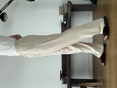 Linora Bej Viscon Keten Baggy Pantolon 