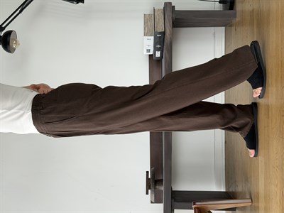 Linora Kahve Viscon Keten Baggy Pantolon 
