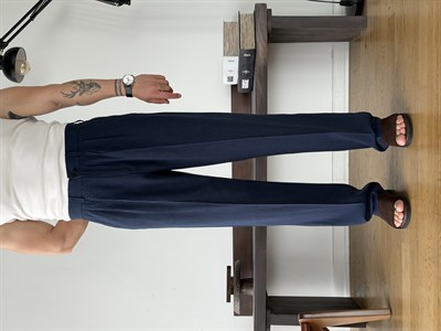 Linora Lacivert Viscon Keten Baggy Pantolon 