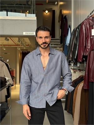 Logan Lacivert Relax Fit Gömlek