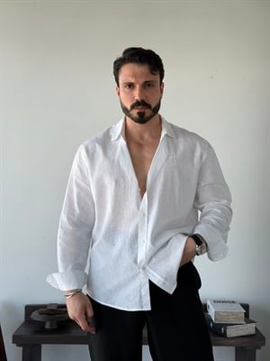 Lorenti Linen Karışımlı Beyaz Gömlek
