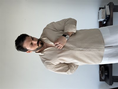 Lorenti Linen Karışımlı Bej Gömlek