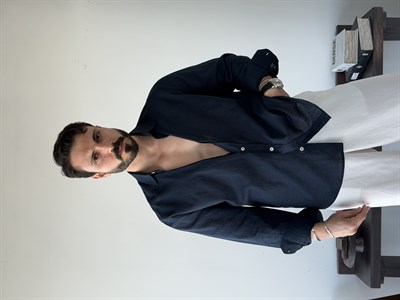 Lorenti Linen Karışımlı Lacivert Gömlek