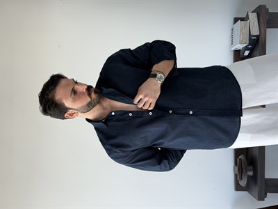 Lorenti Linen Karışımlı Lacivert Gömlek