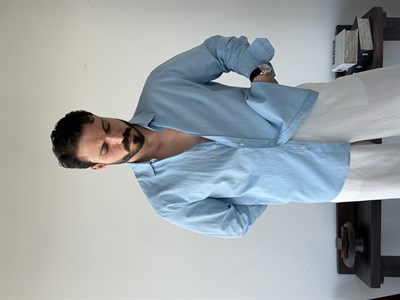 Lorenti Linen Karışımlı Mavi Gömlek