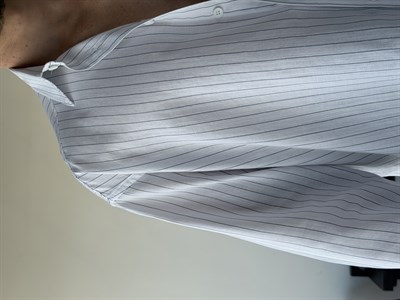 Lorien Oversize Çizgili Viscon Keten Beyaz Gömlek