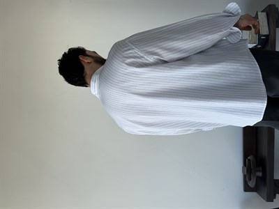 Lorien Oversize Çizgili Viscon Keten Beyaz Gömlek