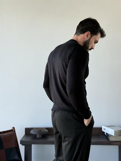 Marcelo Yarım Balıkçı Siyah Triko