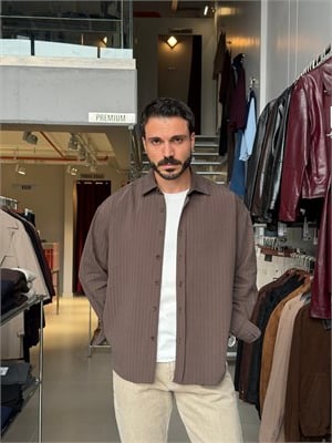 Marcus Kahverengi Çizgili Modal Gömlek