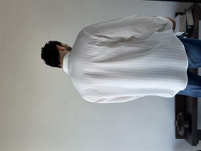 Minas Oversize Desenli Tensel Beyaz Gömlek
