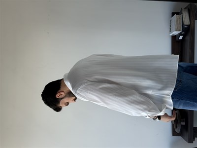 Minas Oversize Desenli Tensel Beyaz Gömlek