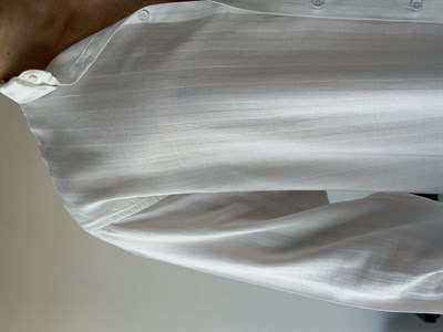 Minas Oversize Desenli Tensel Beyaz Gömlek