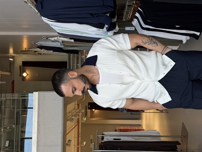 Nossa Kontrast Yaka Beyaz Triko
