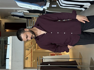 Ohio Yarı Oversize %100 Pamuk Bordo Gömlek