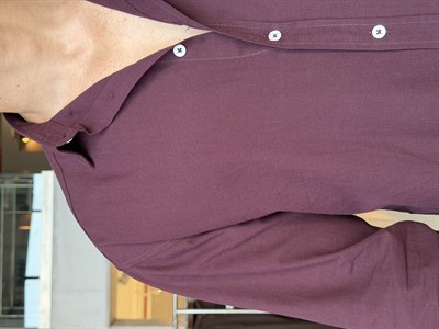 Ohio Yarı Oversize %100 Pamuk Bordo Gömlek