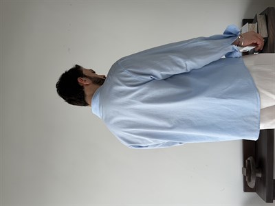 Ohio Yarı Oversize %100 Pamuk Mavi Gömlek