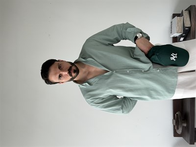Ohio Yarı Oversize %100 Pamuk Mint Gömlek
