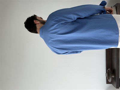 Ohio Yarı Oversize %100 Pamuk Saks Gömlek