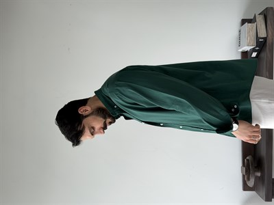 Ohio Yarı Oversize %100 Pamuk Zümrüt Gömlek