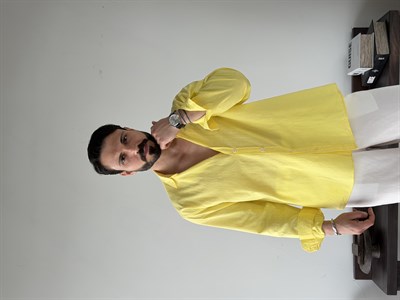 Ohio Yarı Oversize %100 Sarı Gömlek