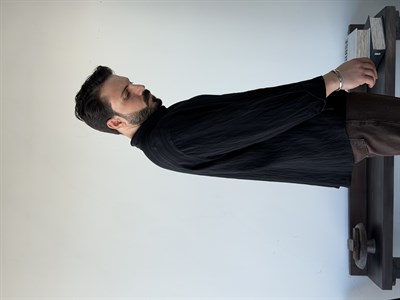 Oscar Oversize Desenli Viscon Siyah Gömlek