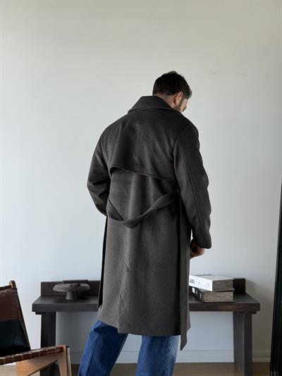 Oxford Kuşaklı Kruvaze Antrasit Kaban