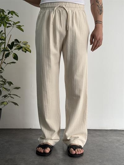 Paris Desenli Bej Pantolon
