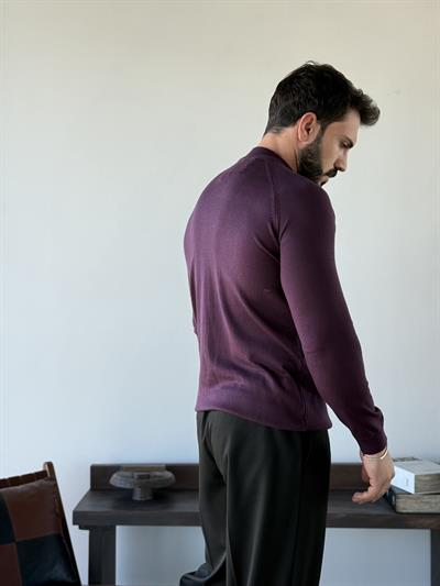 Roberto Tam Balıkçı Mürdüm Triko