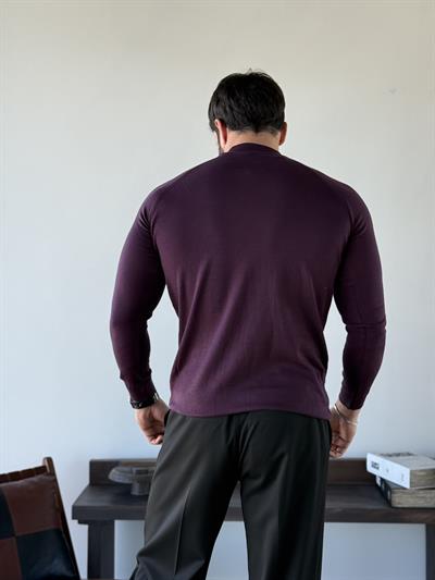 Roberto Tam Balıkçı Mürdüm Triko